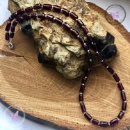 Garnet Tube Bead Necklace